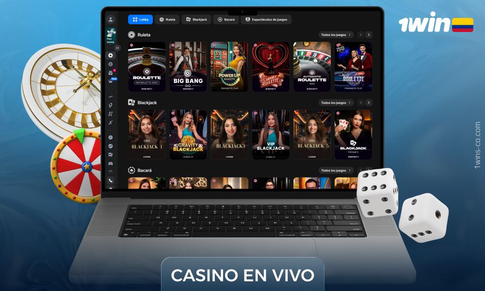 1Win Colombia Casino tiene más de 750 juegos con crupier en vivo, incluyendo variantes de ruleta, blackjack y baccarat