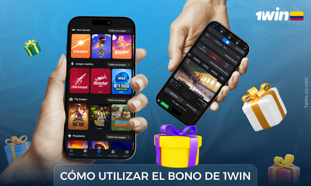 Una vez activada la bonificación 1WIN, aparece en el saldo del jugador y éste puede utilizarla para apostar o jugar a juegos