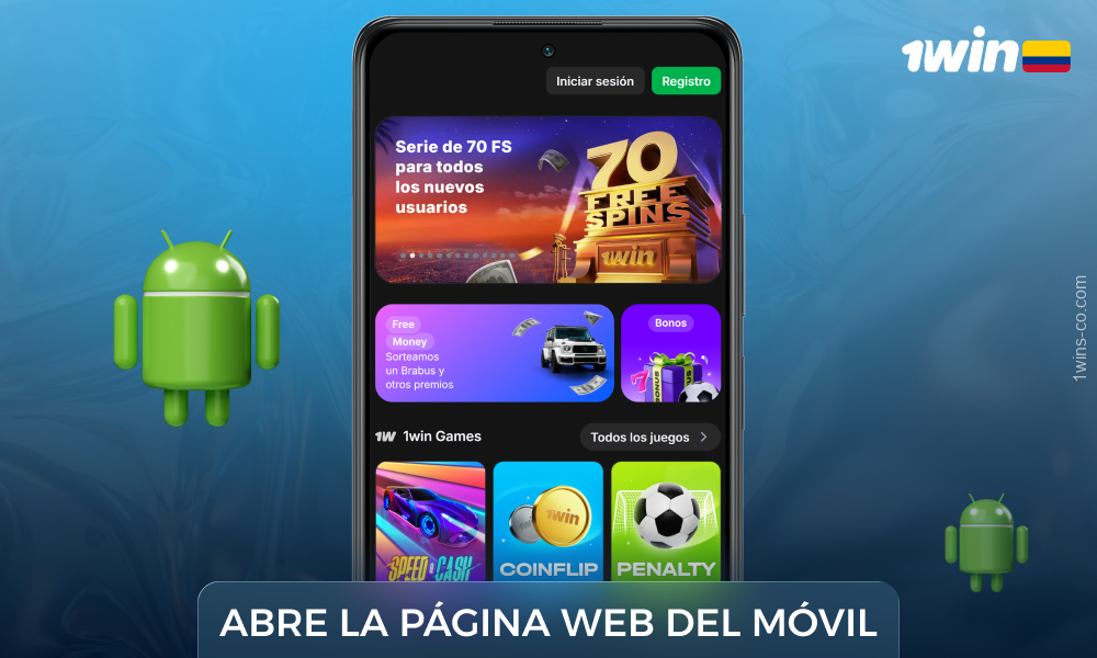 Para descargar la aplicación móvil 1win para Android, los jugadores de Colombia deben abrir el sitio web oficial del casino