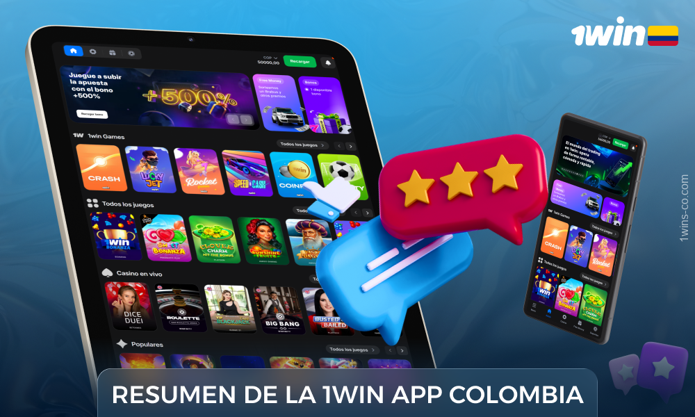 1Win App Colombia es una aplicación para apuestas y juegos de azar con un funcionamiento rápido y todas las funcionalidades como en la página web